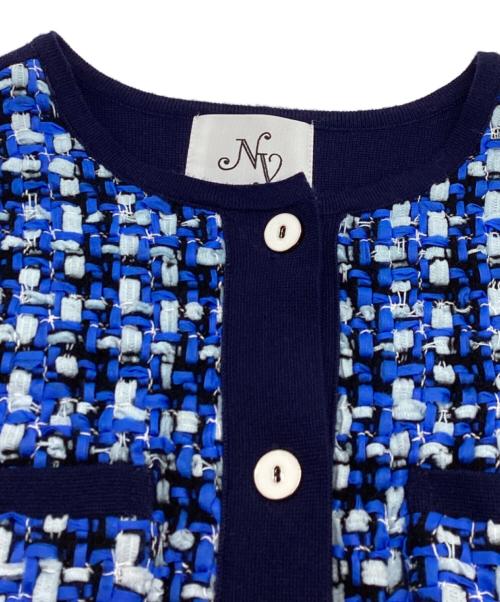 NOLLEY'S（ノーリーズ）NOLLEY'S　 (ノーリーズ) プレミアムツイードニットジャケット ネイビー サイズ:38の古着・服飾アイテム