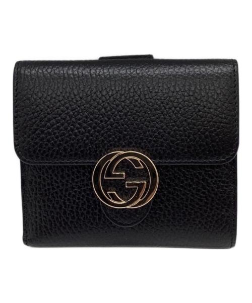GUCCI（グッチ）GUCCI (グッチ) インターロッキングG 二つ折り財布 / 615525 / 534563 ブラックの古着・服飾アイテム