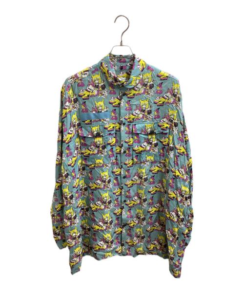 KIDILL（キディル）KIDILL (キディル) MILITARY SHIRT PUNK GIRL / ミリタリーシャツパンクガール / 25SS ARTWORK BY KAE TANAKA / KL932 ブルー サイズ:FREEの古着・服飾アイテム