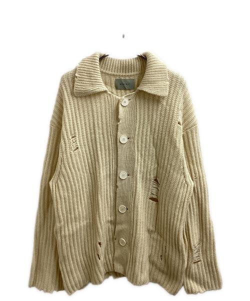 NVRFRGT（ネヴァーフォーゲット）NVRFRGT (ネヴァーフォーゲット) RAW WOOL DAMAGED CARDIGAN ベージュ サイズ:1の古着・服飾アイテム