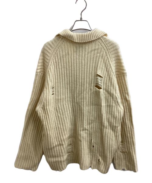 NVRFRGT（ネヴァーフォーゲット）NVRFRGT (ネヴァーフォーゲット) RAW WOOL DAMAGED CARDIGAN ベージュ サイズ:1の古着・服飾アイテム