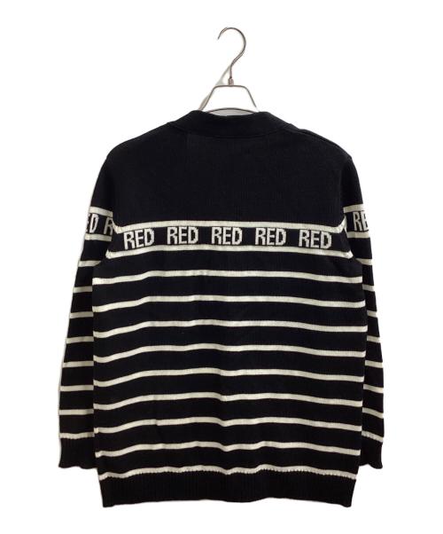 RED VALENTINO（レッドヴァレンティノ）RED VALENTINO (レッドヴァレンティノ) ボーダー ニットカーディガン / border pattern /  Knit cardigan / UR3KA00P ブラック サイズ:Mの古着・服飾アイテム