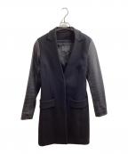 ALEXANDER WANGアレキサンダー・ワン）の古着「レザー切替チェスターコート / Leather-sleeved Chester coat / 21-05-0004」｜ブラック