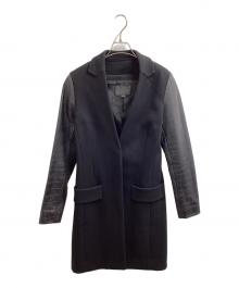 ALEXANDER WANG（アレキサンダー・ワン）の古着「レザー切替チェスターコート / Leather-sleeved Chester coat / 21-05-0004」｜ブラック