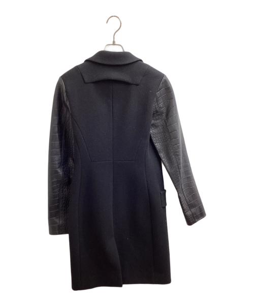 ALEXANDER WANG（アレキサンダー・ワン）ALEXANDER WANG (アレキサンダー・ワン) レザー切替チェスターコート / Leather-sleeved Chester coat / 21-05-0004 ブラック サイズ:2の古着・服飾アイテム