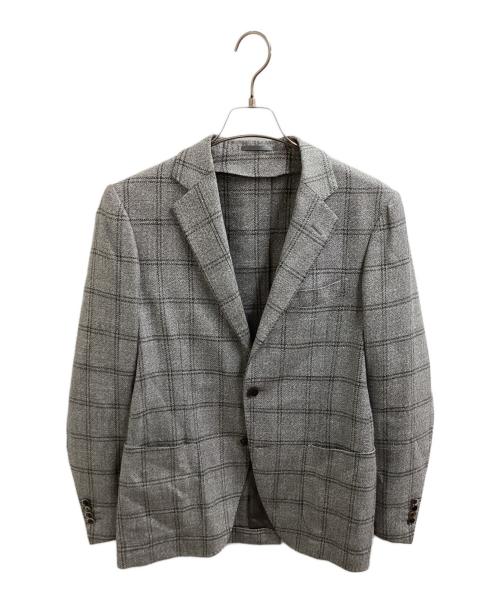 TOMORROW LAND PILGRIM（トゥモローランド ピルグリム）TOMORROW LAND PILGRIM (トゥモローランド ピルグリム) リネンツイード シングルブレステッド2Bジャケット　Loro Piana生地　61075107109 グレー サイズ:46の古着・服飾アイテム