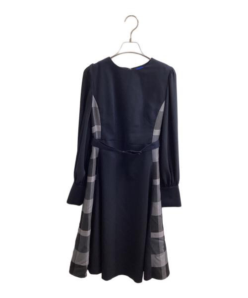 BLUE LABEL CRESTBRIDGE（ブルーレーベルクレストブリッジ）BLUE LABEL CRESTBRIDGE (ブルーレーベルクレストブリッジ) プルタスツイルパーシャルドレス　55J03-503-29 ネイビー サイズ:36の古着・服飾アイテム