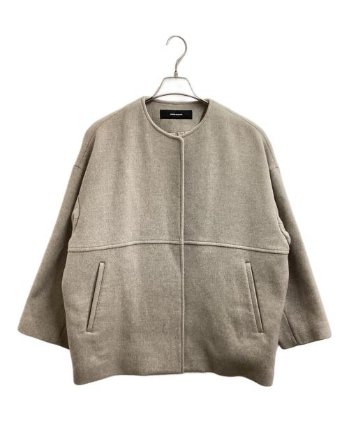 JOURNAL STANDARD（ジャーナルスタンダード）JOURNAL STANDARD (ジャーナルスタンダード) スーパー140ビーバーノーカラーショートコート ブラウン サイズ:Mの古着・服飾アイテム