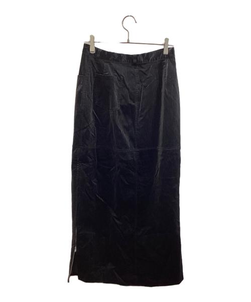 yae（ヤエ）YAE (ヤエ) CLASH LEATHER LIKE SIDE ZIP SKIRT / クラッシュレザーライクサイドｼﾞｯﾌﾟスカート ブラック サイズ:38の古着・服飾アイテム