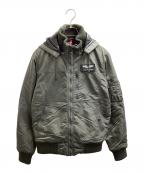 ALPHAアルファ）の古着「フーデッドリブジャケット / フライトジャケット」｜カーキ