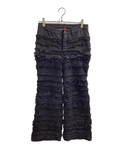 HaaT ISSEY MIYAKE（ハート イッセイ ミヤケ）HaaT ISSEY MIYAKE (ハート イッセイ ミヤケ) 異素材 レース ストレートパンツ / HA43FF532 ブラック サイズ:2の古着・服飾アイテム