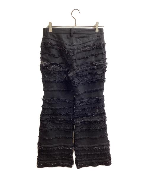 HaaT ISSEY MIYAKE（ハート イッセイ ミヤケ）HaaT ISSEY MIYAKE (ハート イッセイ ミヤケ) 異素材 レース ストレートパンツ / HA43FF532 ブラック サイズ:2の古着・服飾アイテム
