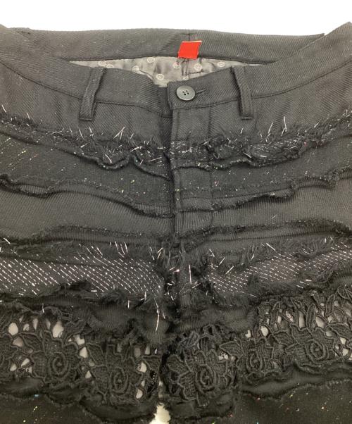 HaaT ISSEY MIYAKE（ハート イッセイ ミヤケ）HaaT ISSEY MIYAKE (ハート イッセイ ミヤケ) 異素材 レース ストレートパンツ / HA43FF532 ブラック サイズ:2の古着・服飾アイテム