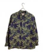 NEZU YOHINTENネヅヨウヒンテン）の古着「フラワーバックカットジャガードシャツ / 200524」｜ネイビー×グリーン