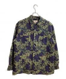 NEZU YOHINTEN（ネヅヨウヒンテン）の古着「フラワーバックカットジャガードシャツ / 200524」｜ネイビー×グリーン