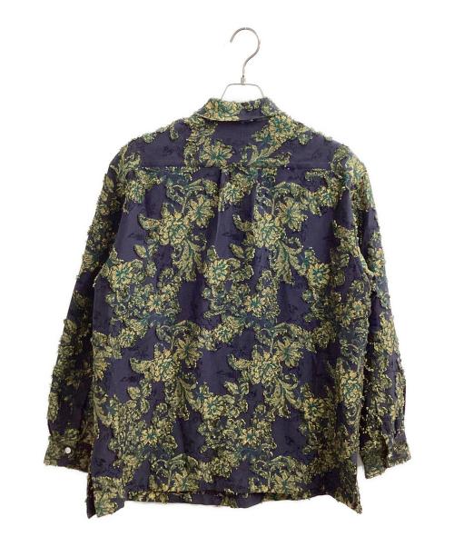 NEZU YOHINTEN（ネヅヨウヒンテン）NEZU YOHINTEN (ネヅヨウヒンテン) フラワーバックカットジャガードシャツ / 200524 ネイビー×グリーン サイズ:2の古着・服飾アイテム