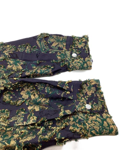 NEZU YOHINTEN（ネヅヨウヒンテン）NEZU YOHINTEN (ネヅヨウヒンテン) フラワーバックカットジャガードシャツ / 200524 ネイビー×グリーン サイズ:2の古着・服飾アイテム