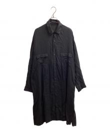 B Yohji Yamamoto（ビーヨウジヤマモト）の古着「スリットロングシャツ / NH-B58-201」｜ブラック