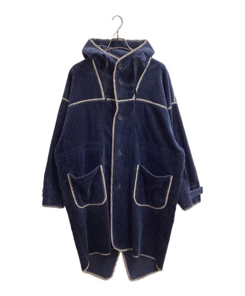 Paul Smith COLLECTION（ポールスミス コレクション）Paul Smith COLLECTION ブランケットステッチ スモックコート / stitch detail blanket smock coat / Made in JAPAN / 日本製 / 42015 ネイビー サイズ:Mの古着・服飾アイテム