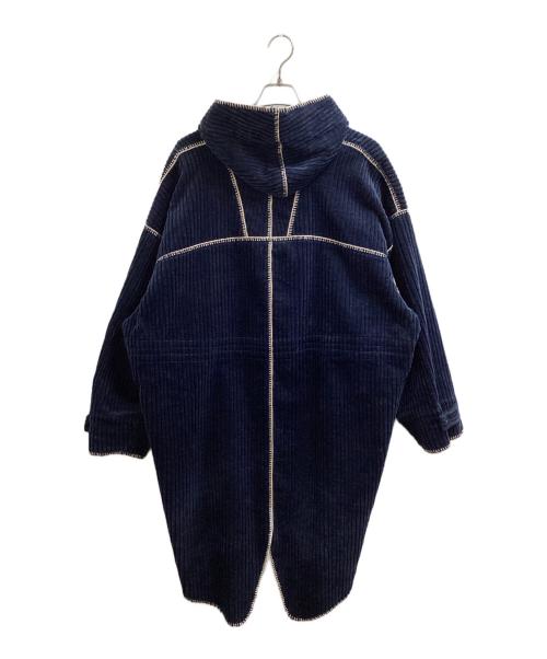 Paul Smith COLLECTION（ポールスミス コレクション）Paul Smith COLLECTION ブランケットステッチ スモックコート / stitch detail blanket smock coat / Made in JAPAN / 日本製 / 42015 ネイビー サイズ:Mの古着・服飾アイテム