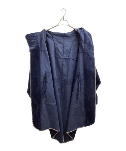 Paul Smith COLLECTION（ポールスミス コレクション）Paul Smith COLLECTION ブランケットステッチ スモックコート / stitch detail blanket smock coat / Made in JAPAN / 日本製 / 42015 ネイビー サイズ:Mの古着・服飾アイテム