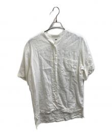 MARGARET HOWELL（マーガレットハウエル）の古着「YARN DYE LINEN リネンバンドカラーオーバーシャツ / 589-0152600」｜ホワイト
