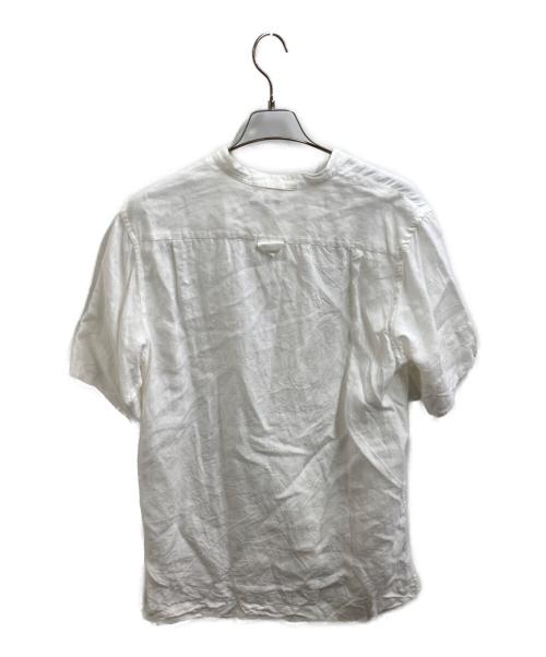 MARGARET HOWELL（マーガレットハウエル）MARGARET HOWELL (マーガレットハウエル) YARN DYE LINEN リネンバンドカラーオーバーシャツ / 589-0152600 ホワイト サイズ:FREEの古着・服飾アイテム