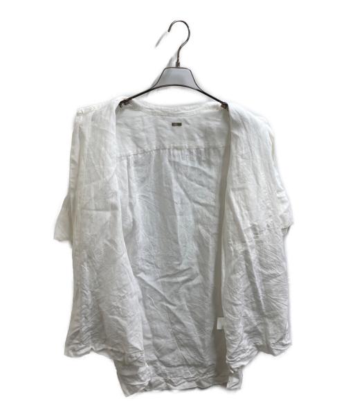 MARGARET HOWELL（マーガレットハウエル）MARGARET HOWELL (マーガレットハウエル) YARN DYE LINEN リネンバンドカラーオーバーシャツ / 589-0152600 ホワイト サイズ:FREEの古着・服飾アイテム