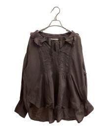 ne quittez pas（ヌキテパ）の古着「COTTON VOIL PLAIN FRILL COLLAR BLOUSE / コットンボイルフリルカラーブラウス」｜ブラウン