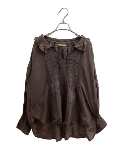 ne quittez pas（ヌキテパ）ne quittez pas (ヌキテパ) COTTON VOIL PLAIN FRILL COLLAR BLOUSE / コットンボイルフリルカラーブラウス ブラウン サイズ:表記なしの古着・服飾アイテム
