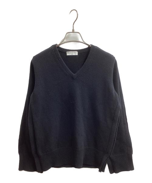BALENCIAGA（バレンシアガ）BALENCIAGA (バレンシアガ) インサイドアウトVネックニット / Inside-out V-neck knit   ブラック サイズ:38の古着・服飾アイテム
