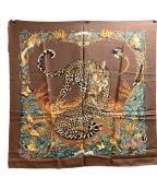 HERMESエルメス）の古着「JUNGLE LOVE / ジャングルラブ / カレ90 / スカーフ」｜ブラウン