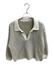 MACPHEE（マカフィー）の古着「ギマコットン プルオーバーロングスリーブポロ / 12-02-42-02212」｜ホワイト×イエロー