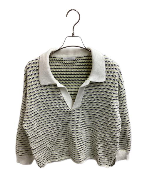 MACPHEE（マカフィー）MACPHEE (マカフィー) ギマコットン プルオーバーロングスリーブポロ / 12-02-42-02212 ホワイト×イエロー サイズ:Sの古着・服飾アイテム