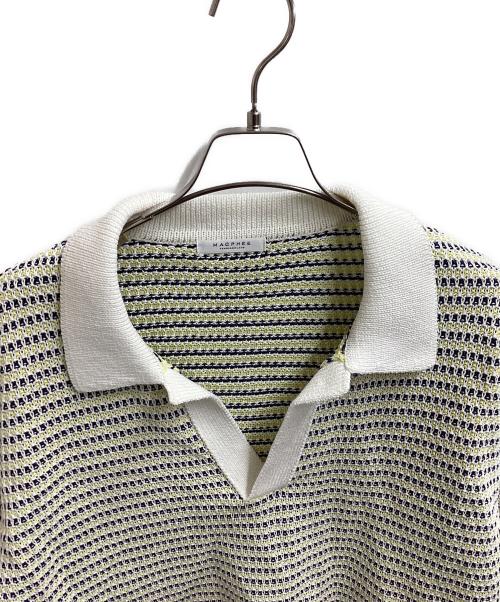 MACPHEE（マカフィー）MACPHEE (マカフィー) ギマコットン プルオーバーロングスリーブポロ / 12-02-42-02212 ホワイト×イエロー サイズ:Sの古着・服飾アイテム