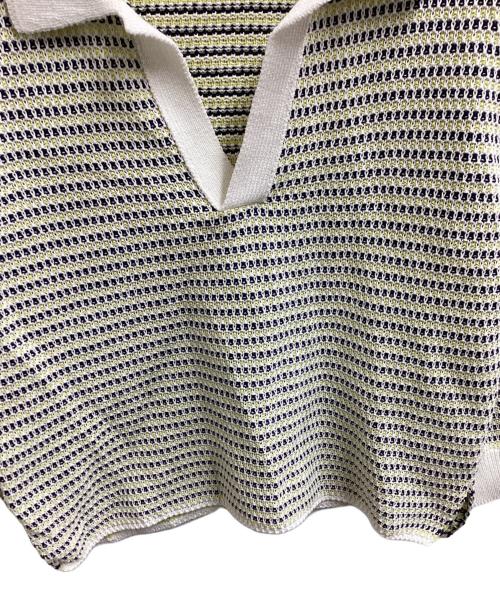 MACPHEE（マカフィー）MACPHEE (マカフィー) ギマコットン プルオーバーロングスリーブポロ / 12-02-42-02212 ホワイト×イエロー サイズ:Sの古着・服飾アイテム