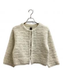 BATONER（バトナ―）の古着「TWEEDY CREW NECK CARDIGAN OFF WHITE / ツイード クルーネック ニット カーディガン オフホワイト / BN-23FL-057 / Made in JAPAN / 日本製」｜ベージュ