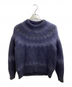 BATONERバトナ―）の古着「MOHAIR NORDIC CREW NECK KNIT NAVY / モヘア クルーネックニット ノルディック柄 ネイビー / BN-22FL-048 / Made in JAPAN / 日本製」｜ネイビー