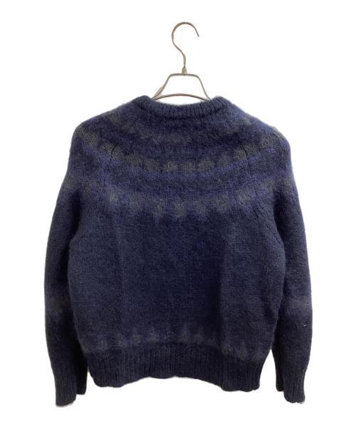 BATONER（バトナ―）BATONER MOHAIR NORDIC CREW NECK KNIT NAVY / モヘア クルーネックニット ノルディック柄 ネイビー / BN-22FL-048 / Made in JAPAN / 日本製 ネイビー サイズ:2の古着・服飾アイテム