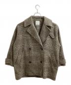 Spick and Spanスピックアンドスパン）の古着「Wスライバーチェックハーフコート / 23020200204040」｜オリーブ