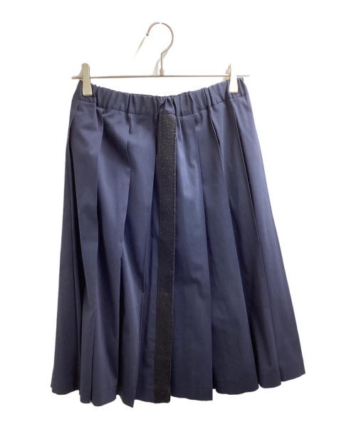 ROBE DE CHAMBRE COMME DES GARCONS（ローブドシャンブル コムデギャルソン）ROBE DE CHAMBRE COMME DES GARCONS Wool side tape pleated skirt / ウール サイドテープ プリーツ スカート / AD2002 ネイビー サイズ:Mの古着・服飾アイテム