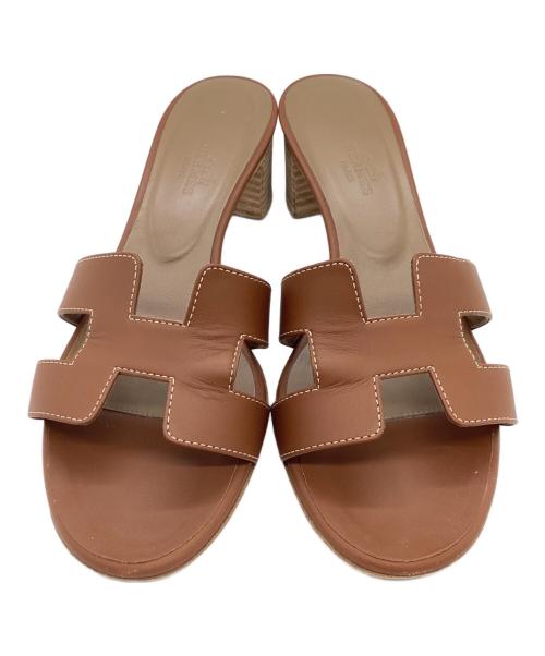 HERMES（エルメス）HERMES (エルメス) オアジスHロゴサンダル / 071002Z /  ブラウン サイズ:37 1/2の古着・服飾アイテム