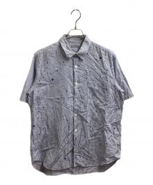COMME des GARCONS HOMME（コムデギャルソン オム）の古着「ペイントシャツ / ストライプ / 半袖シャツ」｜ホワイト×ブルー