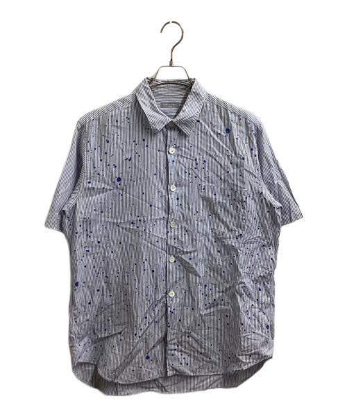 COMME des GARCONS HOMME（コムデギャルソン オム）COMME des GARCONS HOMME (コムデギャルソン オム) ペイントシャツ / ストライプ / 半袖シャツ ホワイト×ブルー サイズ:不明の古着・服飾アイテム