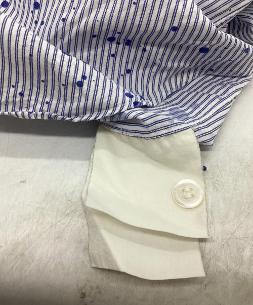 COMME des GARCONS HOMME（コムデギャルソン オム）COMME des GARCONS HOMME (コムデギャルソン オム) ペイントシャツ / ストライプ / 半袖シャツ ホワイト×ブルー サイズ:不明の古着・服飾アイテム