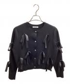 CADUNEカデュネ）の古着「Ribbon detail Cardigan Black / リボンカーディガン ブラック / 74359200」｜ブラック