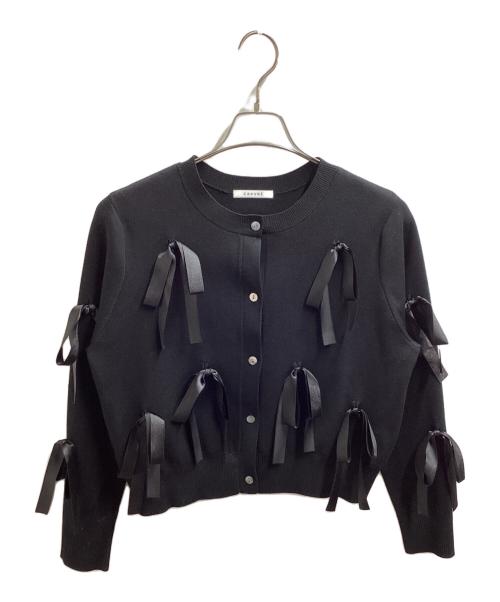 CADUNE（カデュネ）CADUNE (カデュネ) Ribbon detail Cardigan Black / リボンカーディガン ブラック / 74359200 ブラック サイズ:38の古着・服飾アイテム