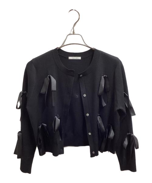 CADUNE（カデュネ）CADUNE (カデュネ) Ribbon detail Cardigan Black / リボンカーディガン ブラック / 74359200 ブラック サイズ:38の古着・服飾アイテム