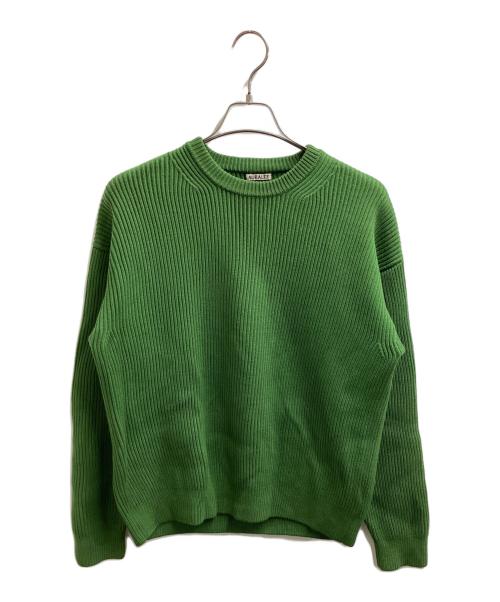 AURALEE（オーラリー）AURALEE (オーラリー) SUPER FINE WOOL RIB KNIT BIG PO / スーパーファインウールリブニット / クルーネックニット グリーン サイズ:4の古着・服飾アイテム
