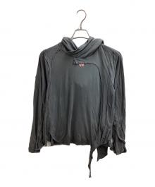 DIESEL（ディーゼル）の古着「T-AGO　ダメージフードカットソー　A14794　」｜グレー